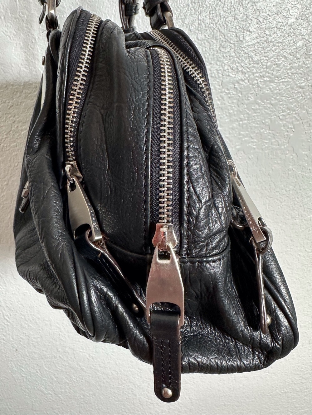 B Makowsky Black Leather Hobo Satchel Handbag - Picture 7 of 16